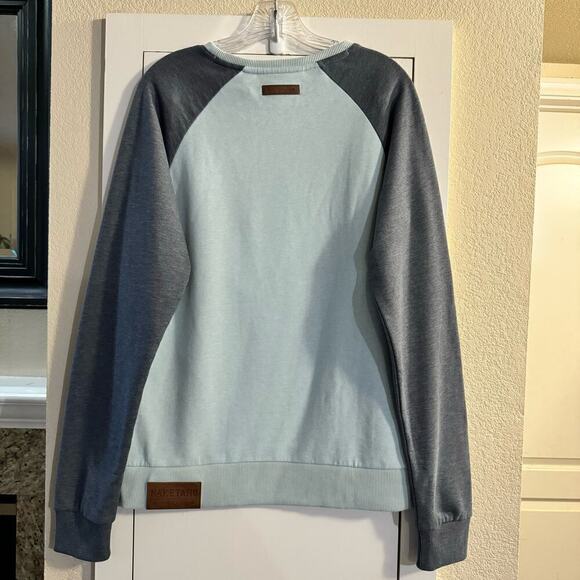 NWT Naketano The Jordan Rules Sweatshirt Dark Ash Pastel Blue Melange Large - Picture 2 of 11